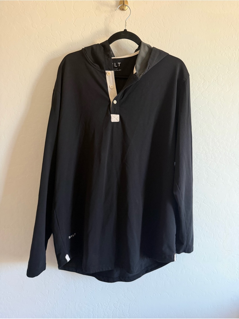 BYLT Premium Basics Drop Cut Hooded Henley Lux | Size XL